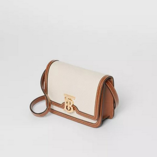 ★BURBERRY★バーバリー バッグ コピー ミニ ツートン キャンバス&レザー TBバッグ 80280621